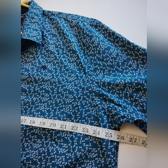 Raging Bull Men's Western Long Sleeve Button Down Peacock Blue Shirt ~ XXL - Picture 10 of 11